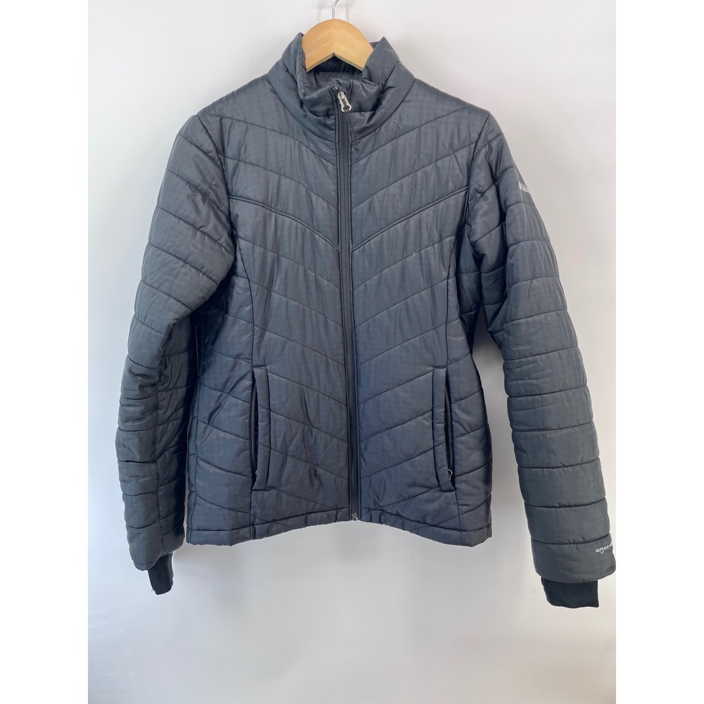 Columbia Omni-Heat Puffer Jacket Mens Small Gray Quilted Full Zip Thermal Size S